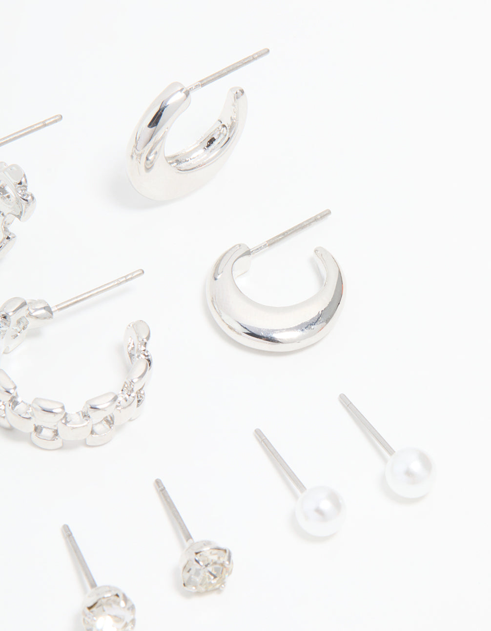 Silver Multi Hoop Earrings 6-Pack