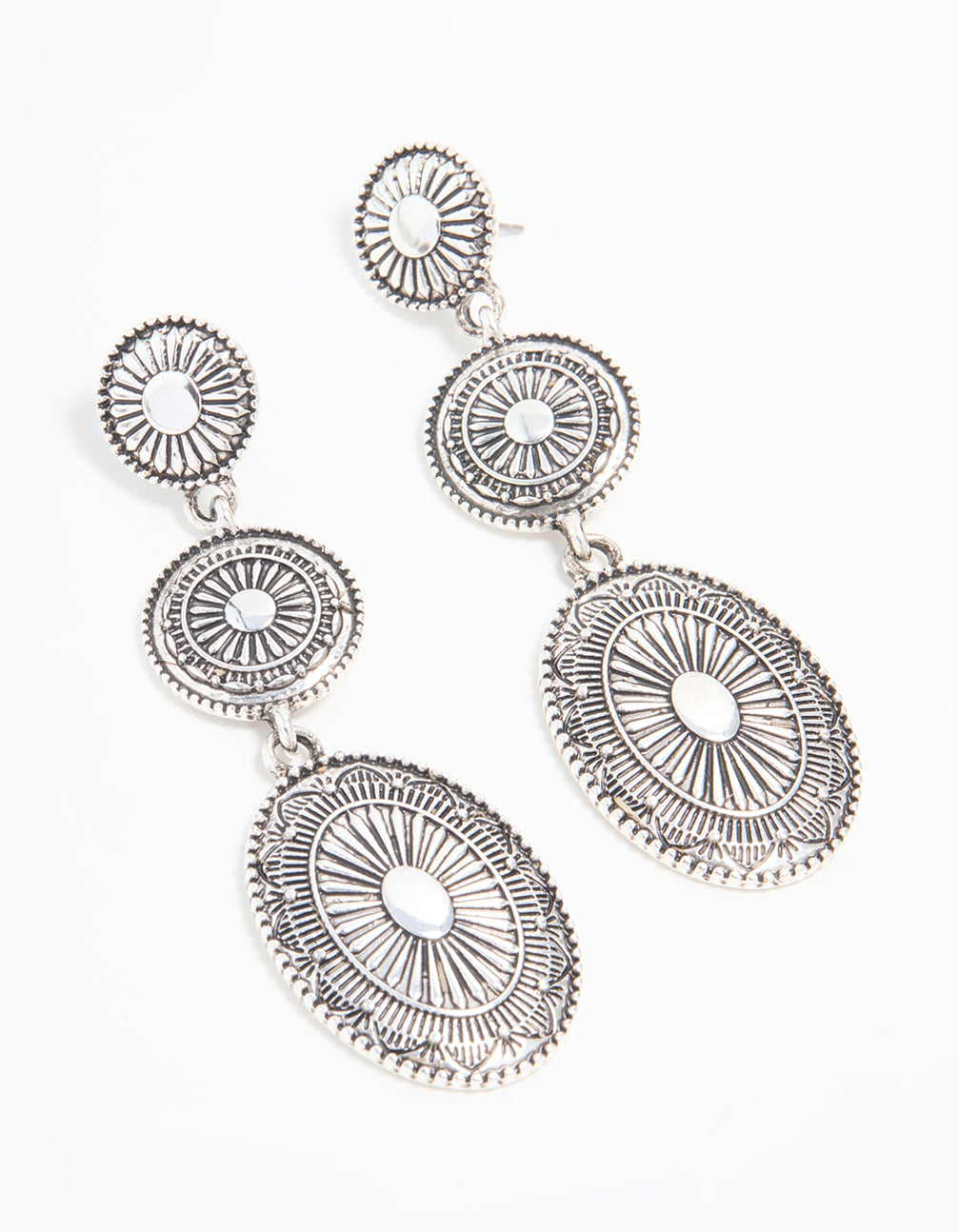 Antique Silver Boho Drop Earrings