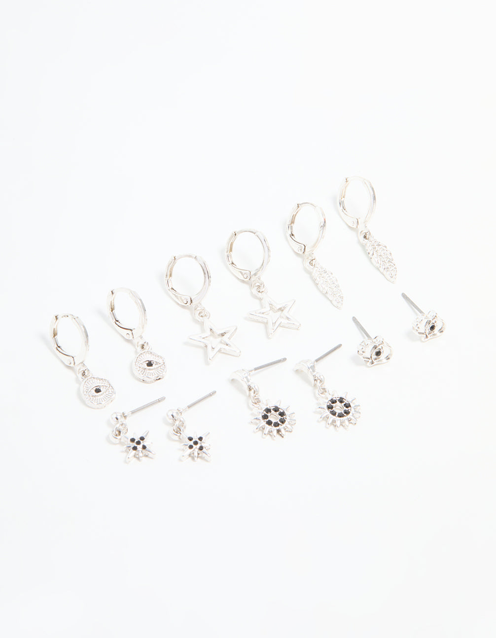 Silver Celestial Drop Earrings 6-Pack