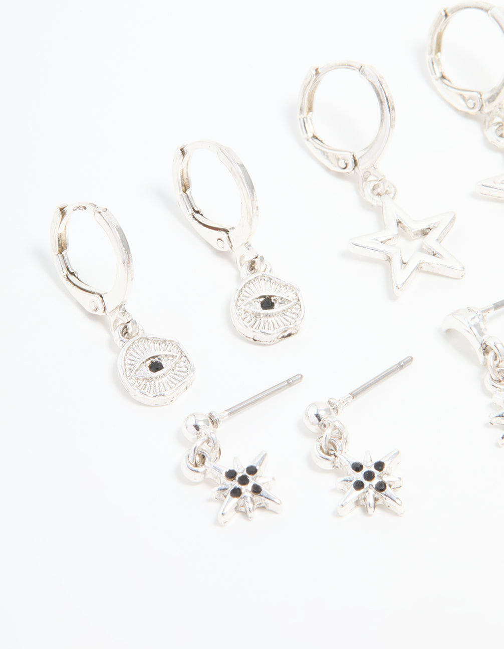 Silver Celestial Drop Earrings 6-Pack