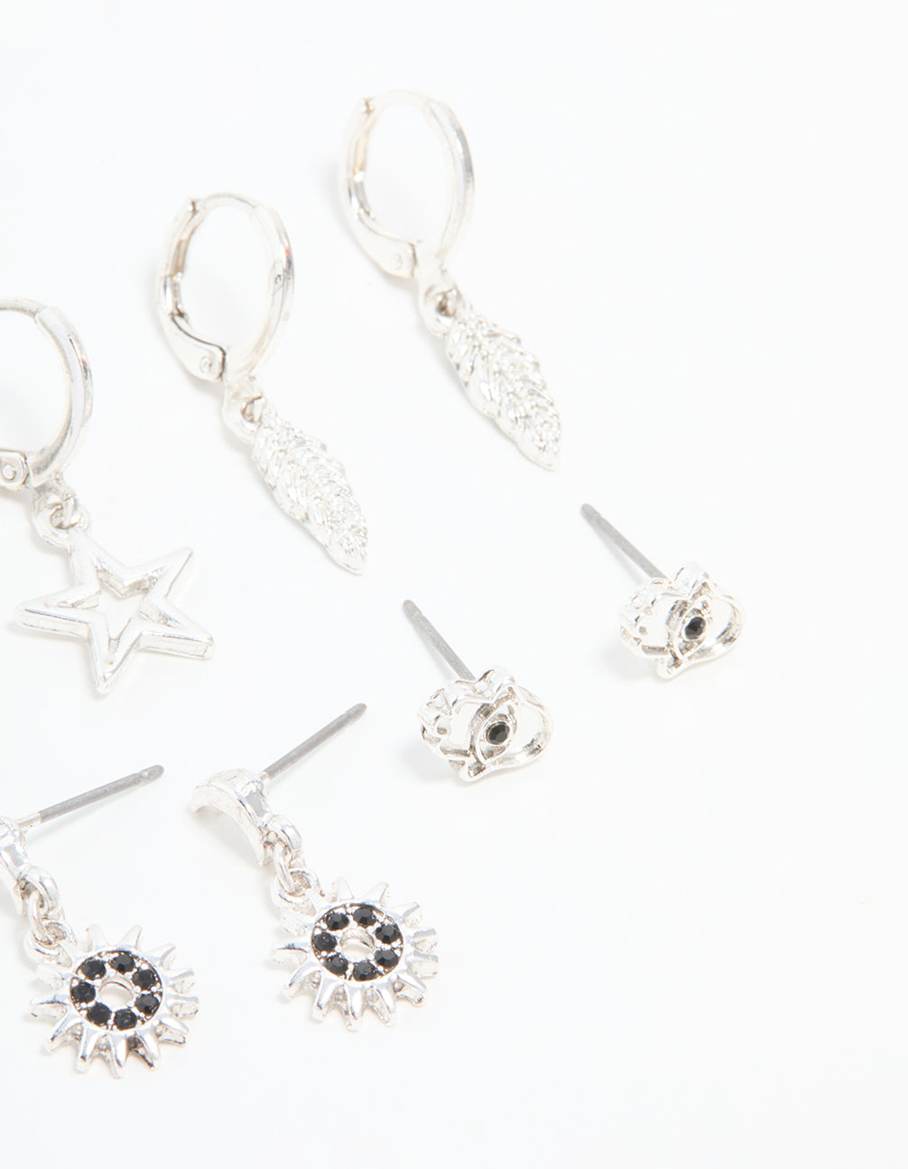 Silver Celestial Drop Earrings 6-Pack