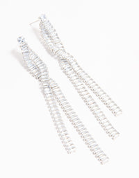 Silver Cubic Zirconia Crossover Drop Earrings - link has visual effect only