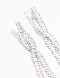 Silver Cubic Zirconia Crossover Drop Earrings - link has visual effect only