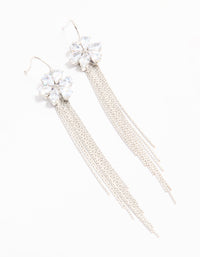 Silver Cubic Zirconia Flower Drop Earrings - link has visual effect only