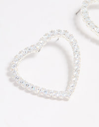 Silver Cubic Zirconia Heart Stud Earrings - link has visual effect only