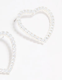 Silver Cubic Zirconia Heart Stud Earrings - link has visual effect only