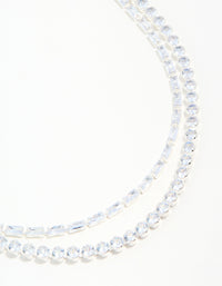 Silver Cubic Zirconia Layered Choker Necklace - link has visual effect only