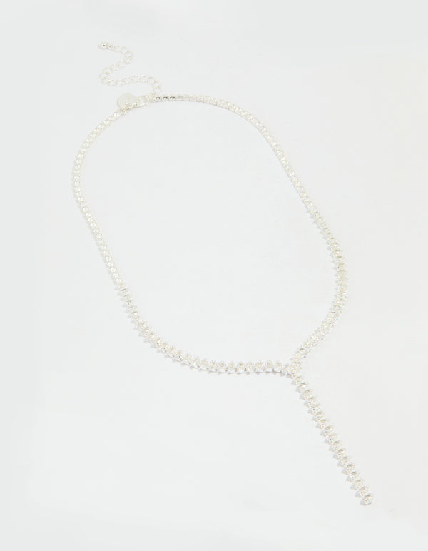 Silver Cubic Zirconia Graduating Y-Necklace