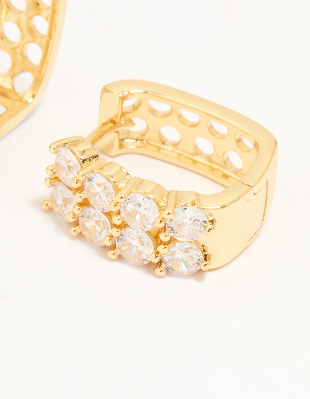 Gold Plated Cubic Zirconia Medium Oval Hoop Earrings