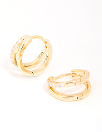 Gold Plated Cubic Zirconia Double Layered Hoop Earrings - link has visual effect only