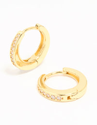 Gold Plated Cubic Zirconia Graduated Huggie Hoop Earrings - link has visual effect only