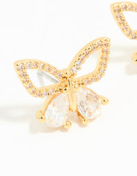 Gold Plated Cubic Zirconia Butterfly Stud Earrings - link has visual effect only