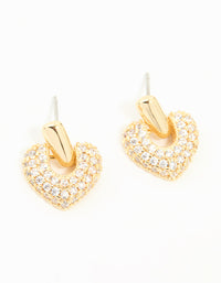 Gold Plated Cubic Zirconia Heart Drop Earrings - link has visual effect only
