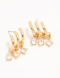Gold Plated Cubic Zirconia Trio Hoop Earrings - link has visual effect only