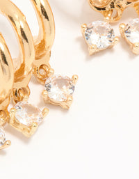 Gold Plated Cubic Zirconia Trio Hoop Earrings - link has visual effect only