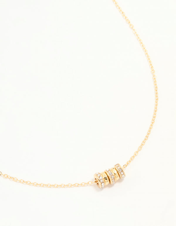 Gold Plated Cubic Zirconia Rondell Necklace