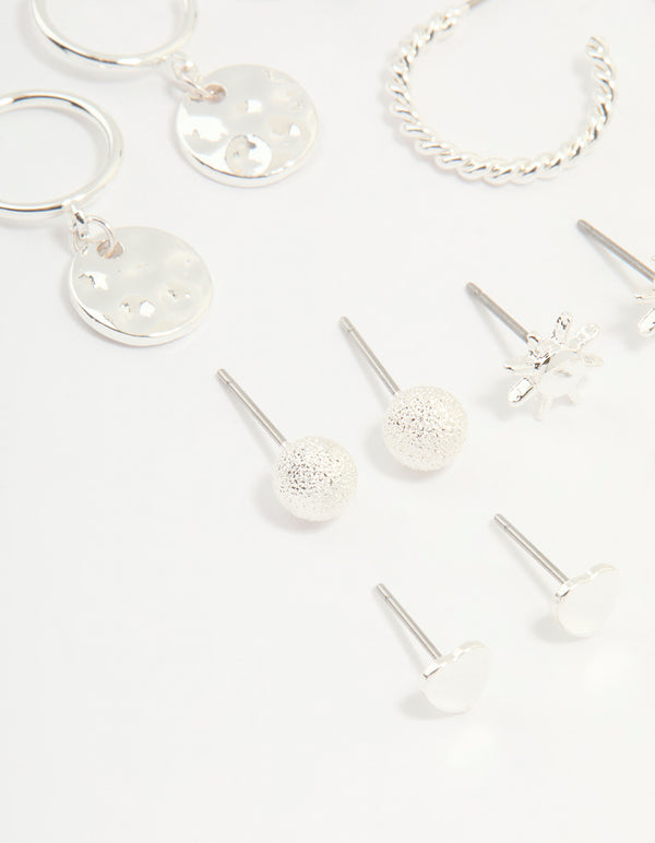 Silver Celestial Hoop & Stud Earrings 12-Pack