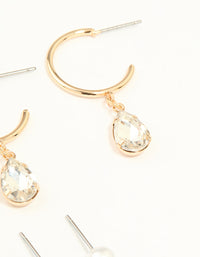 Gold Diamante & Pearl Earrings Stack 7-Pack - link has visual effect only