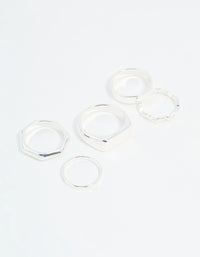Silver Hexagon & Signet Rings 5-Pack - link has visual effect only
