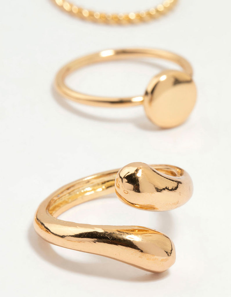 Gold Thin Wrap Circle Stacking Rings 8-Pack - Lovisa