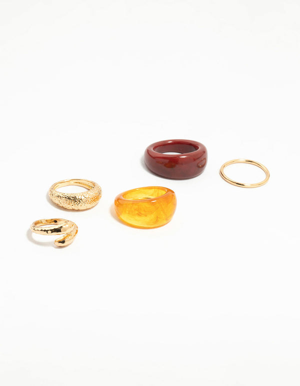 Gold Acrylic Bubble Stacking Rings 5-Pack