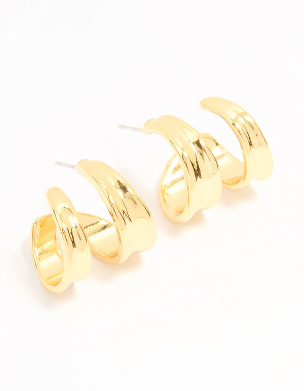 Gold Plated Double Hoop Earrings
