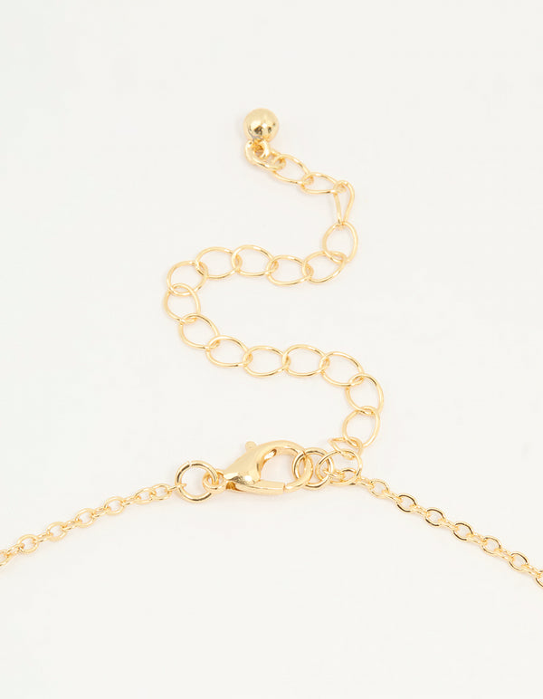 Gold Plated Organic Drop Pendant Necklace