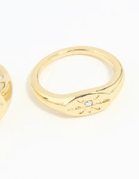 Gold Plated Compass & Star Stacking Rings 4-Pack - link has visual effect only