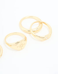 Gold Plated Compass & Star Stacking Rings 4-Pack - link has visual effect only