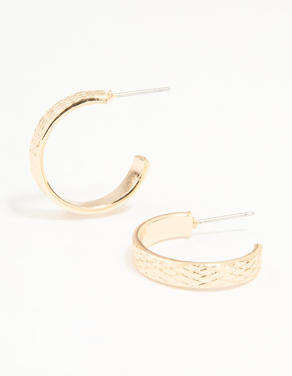 Gold Textured Plaited Hoop Earrings