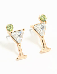 Gold Martini Glass Stud Earrings - link has visual effect only