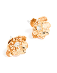 Gold Diamante Flower Stud Earrings - link has visual effect only