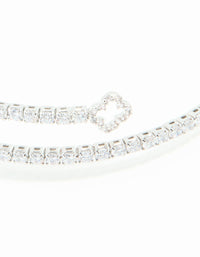 Silver Cubic Zirconia Open Floral Bangle - link has visual effect only