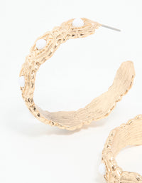 Gold Pearl Textured Hoop Earrings - link has visual effect only