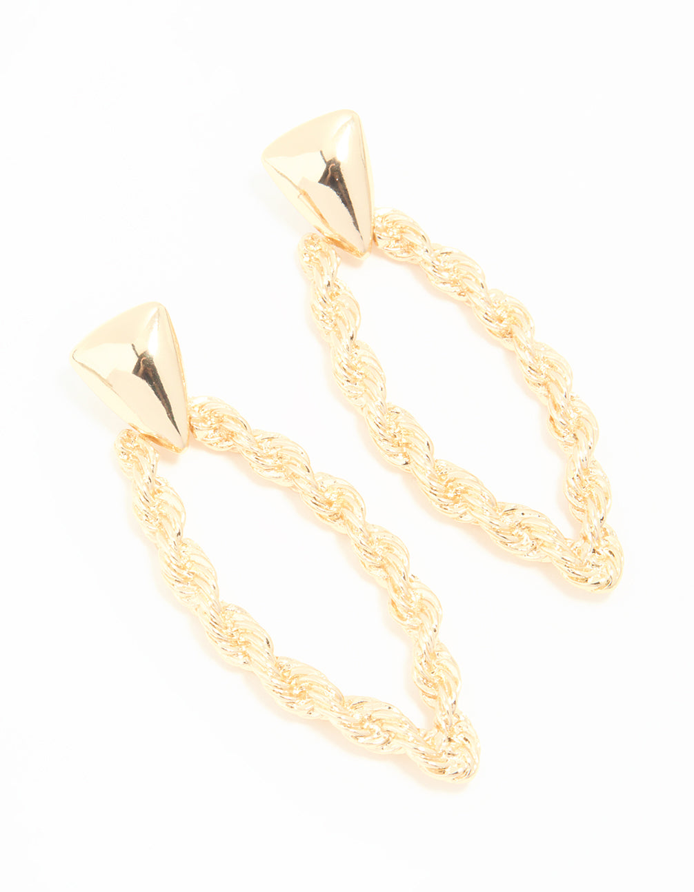 Gold Twisted Rope Drop Earrings