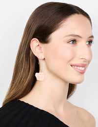Gold Wire Pink Floral Drop Earrings - link has visual effect only