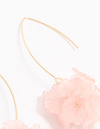 Gold Wire Pink Floral Drop Earrings - link has visual effect only