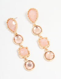 Gold Pink Molten Textured Drop Earrings - link has visual effect only