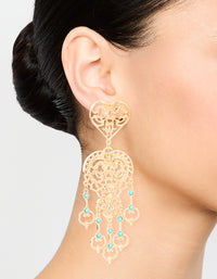 Gold Large Heart Drop Earrings - link has visual effect only