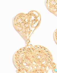 Gold Large Heart Drop Earrings - link has visual effect only