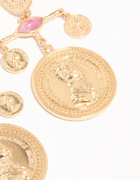 Gold Pink Marble & Coin Mobile Drop Earrings - link has visual effect only