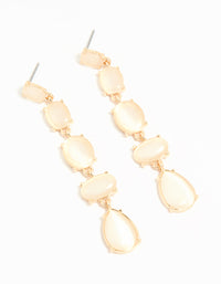 Gold White Stone Multirow Drop Earrings - link has visual effect only
