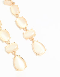 Gold White Stone Multirow Drop Earrings - link has visual effect only