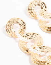 Gold Linked Pearl Drop Earrings - link has visual effect only