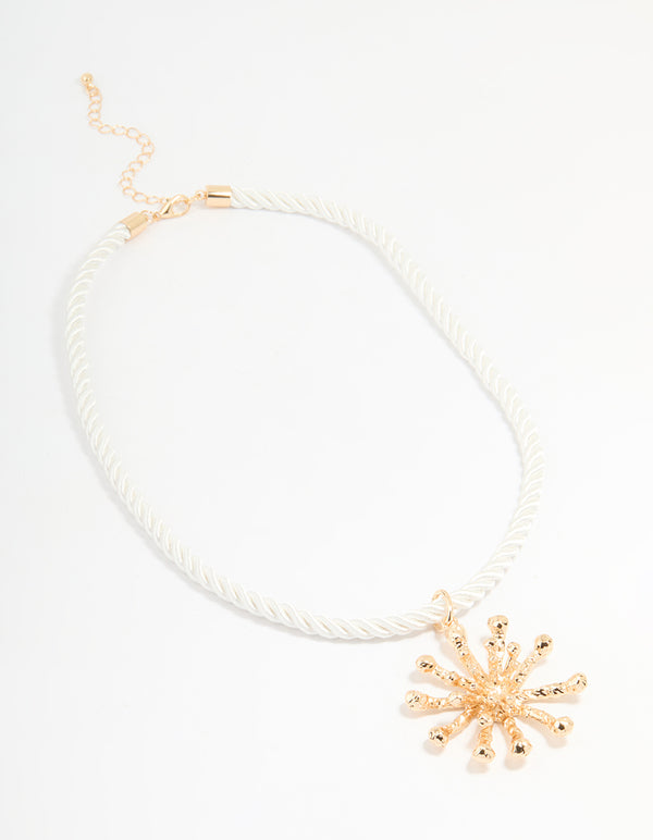 Cream Rope Coral Pendant Necklace