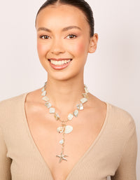 Genuine Shell Shell & Starfish Pendant Charm Necklace - link has visual effect only
