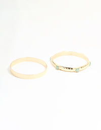 Gold Hammered & Green Gem Bangles 2-Pack - link has visual effect only