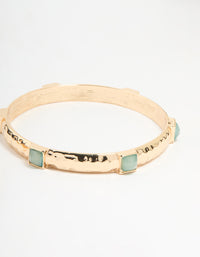 Gold Hammered & Green Gem Bangles 2-Pack - link has visual effect only
