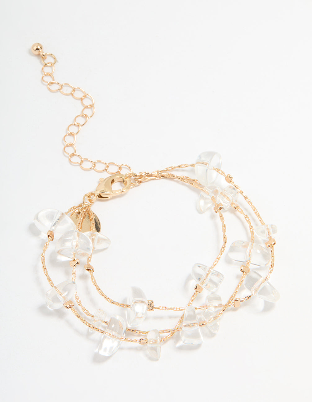Gold Mixed Stone Chip Layered Bracelet