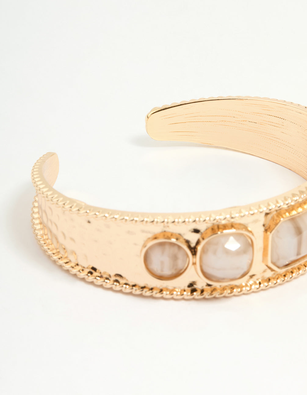 Gold Natural Stone Wrist Cuff